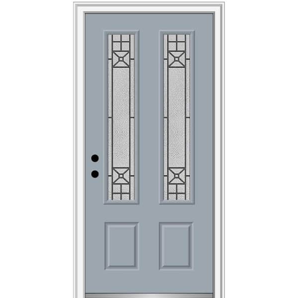 MMI Door 36 in. x 80 in. Courtyard Right-Hand 2 Lite Decorative Painted Fiberglass Smooth Prehung Front Door, 4-9/16 in. Frame