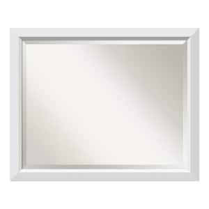 Medium Rectangle Satin White Contemporary Mirror (26 in. H x 32 in. W)