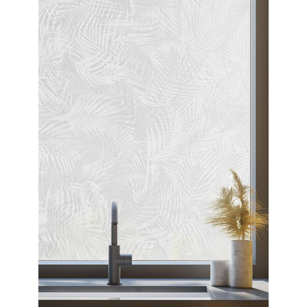 Clear Floral Etched Glass Privacy Window Film, 24" x 36"