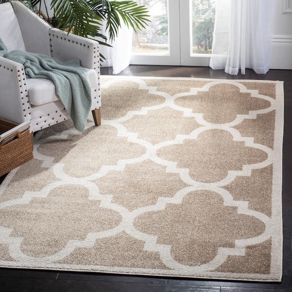 Amherst Wheat/Beige 9 ft. x 12 ft. Border Trellis Area Rug