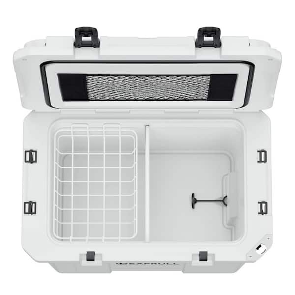 Denjol White 60 qt. Portable Chest Cooler with Cup Holders, Nylon