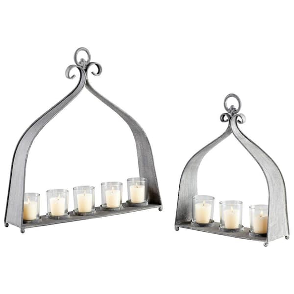 Filament Design Prospect 15 in. Rustic Gray Candle Holder