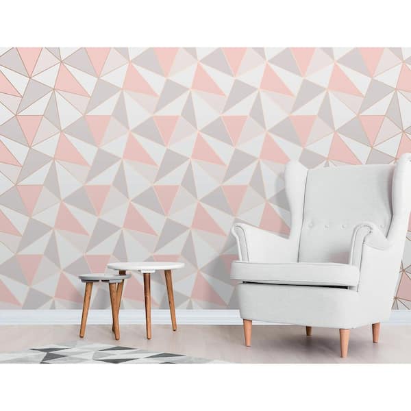 Arken Rose Gold Geometric Strippable Roll (Covers 56.4 sq. ft.)