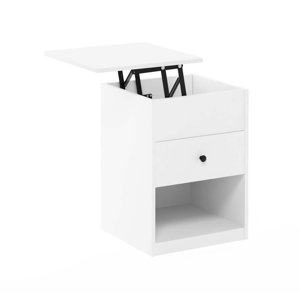 Solid White Jensen Lift-Top Composite Wood Nightstand
