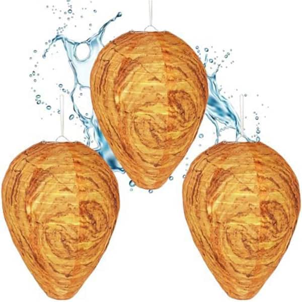 Outdoor Wasp Hornet Decoy Trap with Waterproof Hanging Design for Garden Patio Easy to Use 3-Pack