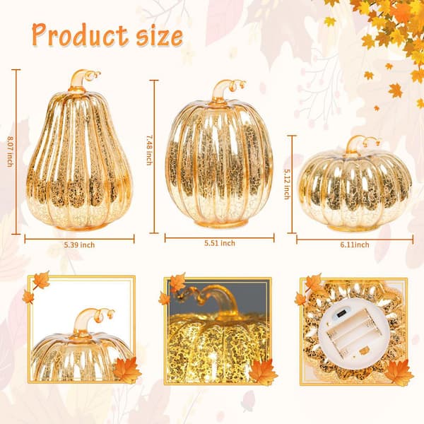 Pumpkinsさん専用 MUMTOP Glass Pumpkin Illuminated Gold-Crackle Glass Harvest