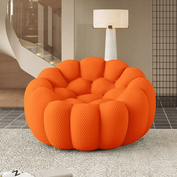 Orange Full Assembly Polyester 3D Honeycomb Curved Accent Recliner Chair