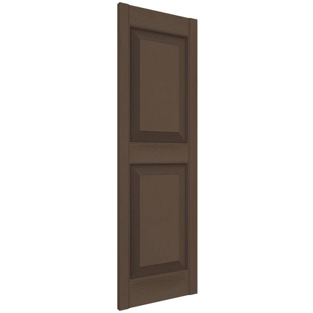 French Roast Vinyl Raised Panel Decorative Shutters, 12" x 59"