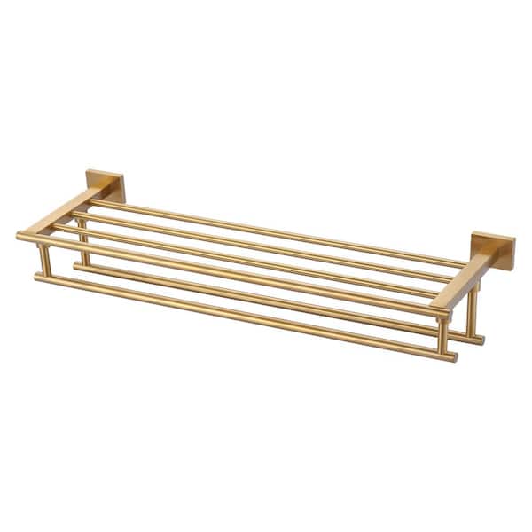 24 in. Stainless Steel Wall Mounted Bathroom Double Towel Bars in Brushed Gold