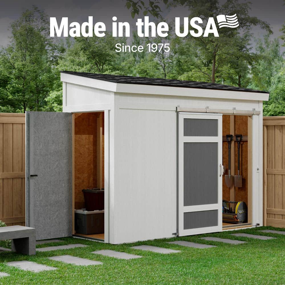 Cambria 10x4 Beige Wood Lean-To Shed with Sliding Barn Door