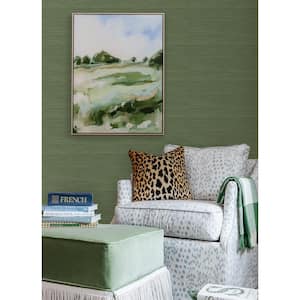 Hunter Green Classic Faux Grasscloth Peel and Stick Wallpaper Sample