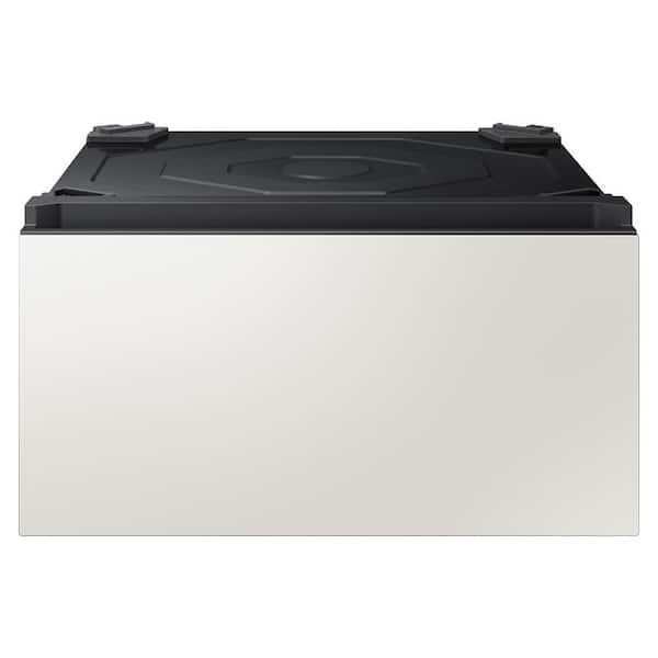 27 in. Bespoke Front Load Laundry Pedestal in Ivory/White with Storage Drawer