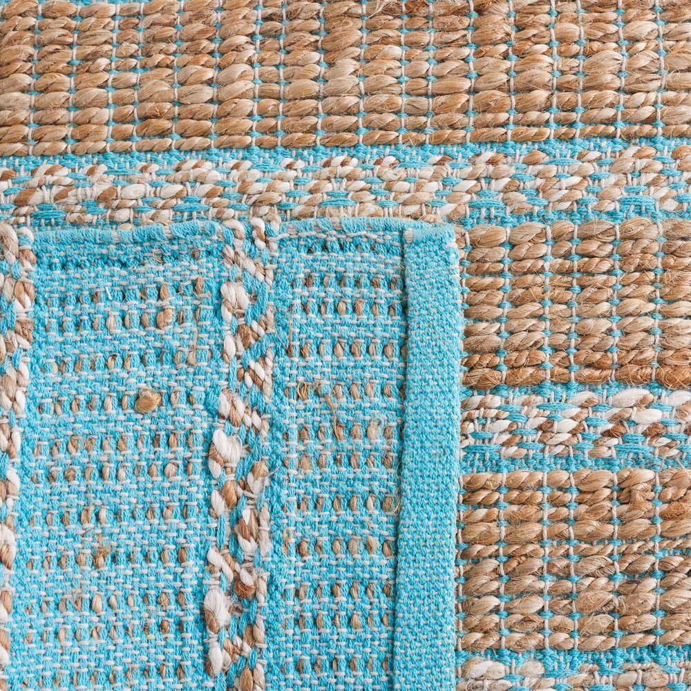 Teal and Natural Handwoven Cotton Jute Runner Rug