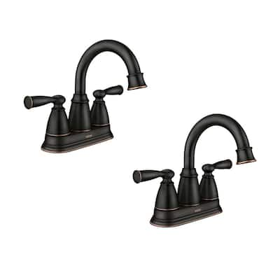 MOEN Banbury 4 in. Centerset Double Handle Bathroom Faucet in ...