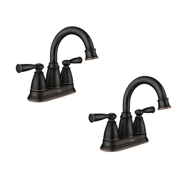 MOEN Banbury 4 in. Centerset Double Handle Bathroom Faucet in Mediterranean Bronze (2-pack)