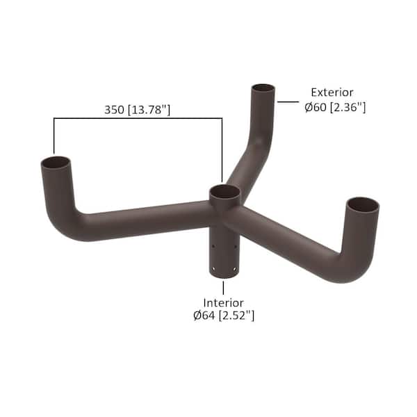 26 in. 120-Degree Double Bullhorn Mounting Bracket Tenon Adapter for Round Outdoor Pole Lights