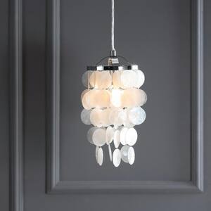 Cayla 1-Light 7 in. White/Chrome Seashell Chandelier Pendant