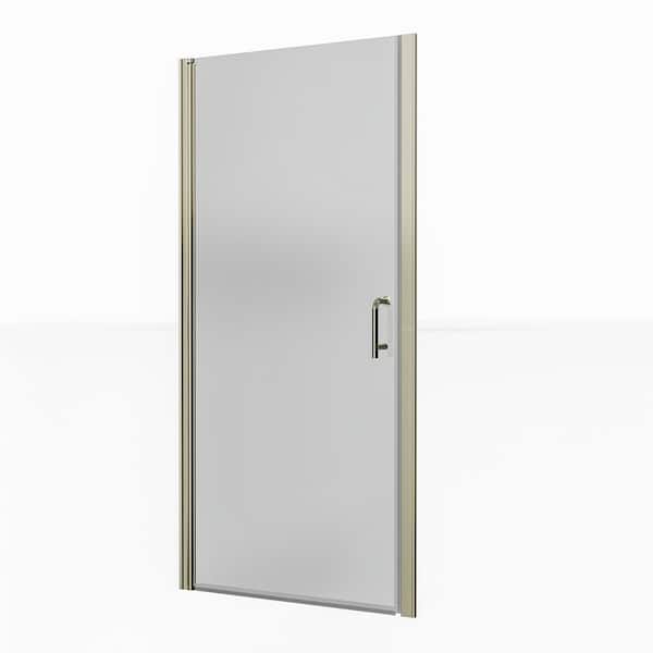 WELLFOR 36 in. W x 72 in. H Pivot Frameless Shower Door in Brushed Nickel with Clear Glass