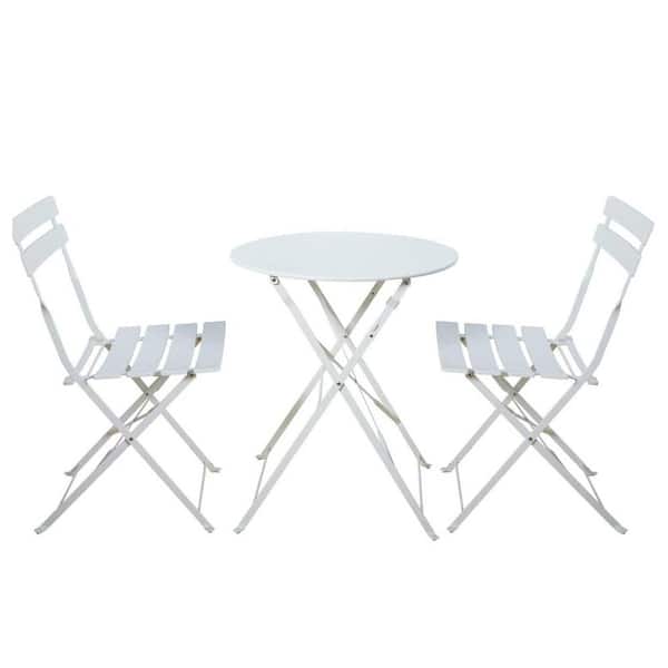 ANGELES HOME White 3-Piece Steel Outdoor Bistro Set