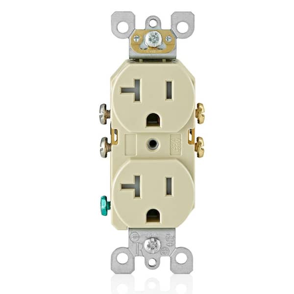 Leviton 20 Amp Residential Grade Self Grounding Tamper Resistant Duplex Outlet, Ivory