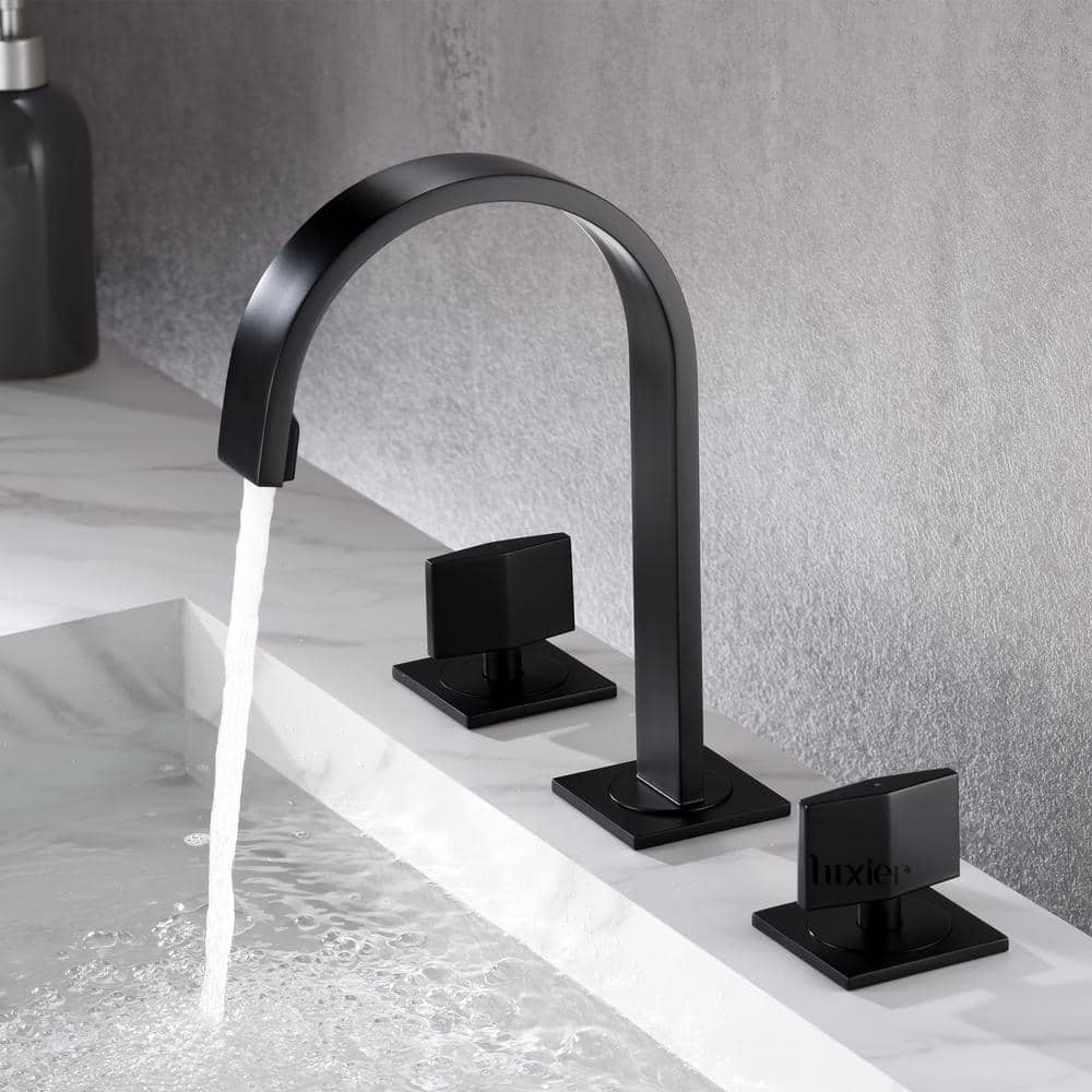 Matte Black Modern Widespread Bathroom Faucet with Pop-Up Drain
