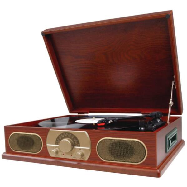 Studebaker Wooden Turntable with AM/FM Radio and Cassette Player