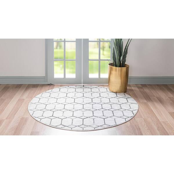Matrix Trellis Tile Ivory 8 ft. x 8 ft. Round Area Rug