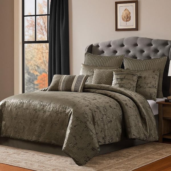 Beny Gold Woven Jacquard King Polyester Comforter Set