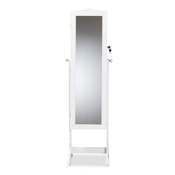 Baxton Studio Madigan White Jewelry Armoire (60.8 in. H x 15.7 in. W x 14.1 in. D)