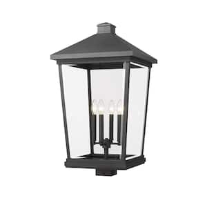 Beacon 29.8 in. 4-Light Black Aluminum Hardwired Outdoor Weather Resistant Post Light Square Fitter w/No Bulb Included