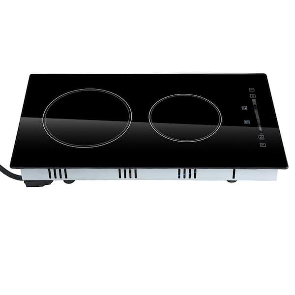 Built in Electric Stove Top 20 x 12 in. 2 Elements 110V Smooth Top, Glass Radiant Cooktop with Touch Control, Black