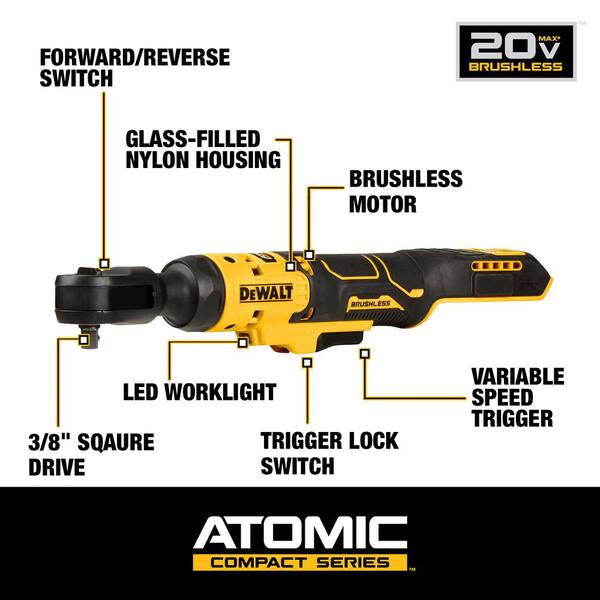 DEWALT Atomic 20-Volt MAX Cordless Brushless Compact Reciprocating Saw   Atomic 3/8 in. Ratchet with 1.7 Ah Battery  Charger DCF513BWCS369E1 The  Home Depot