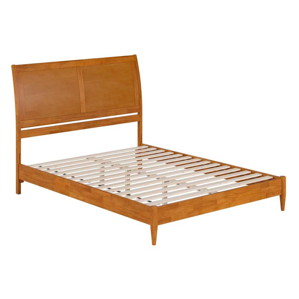 Valencia Light Toffee Queen Solid Wood Platform Bed with Sleigh Headboard