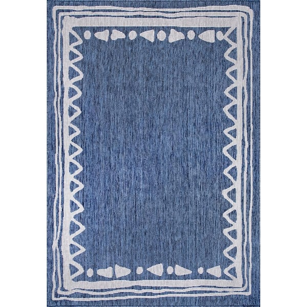 nuLOOM Keaton Casual Bordered Blue 5 ft. x 8 ft. Indoor/Outdoor Patio Area Rug