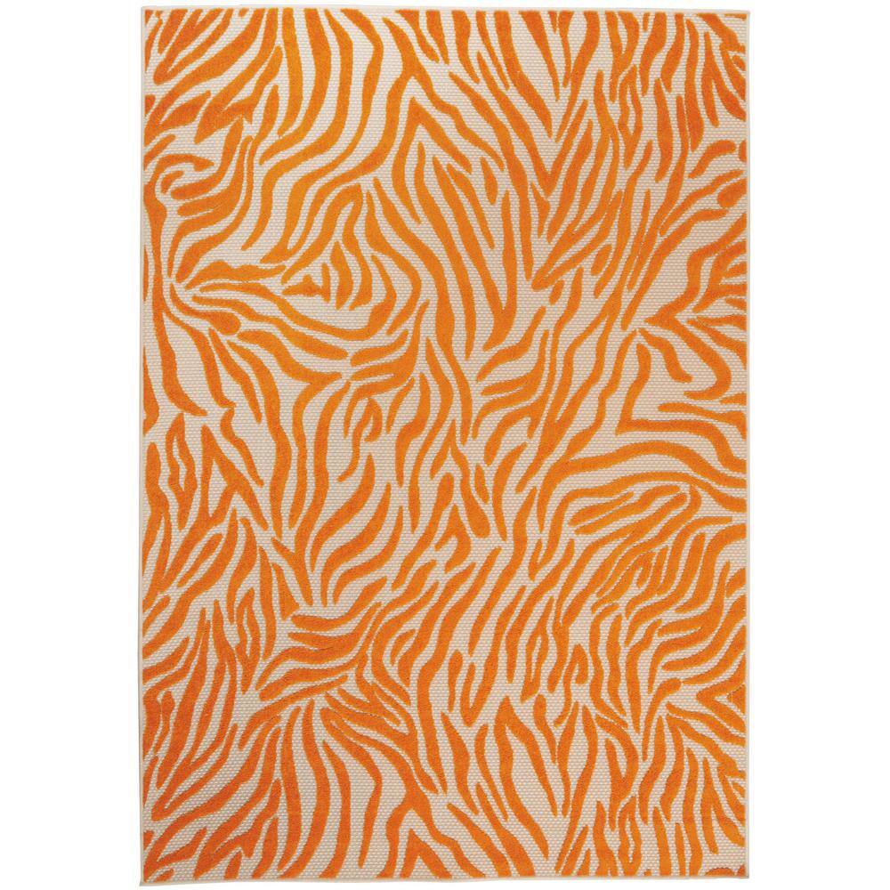 Nourison Aloha Orange 4 ft. x 6 ft. Animal Print Contemporary Indoor ...