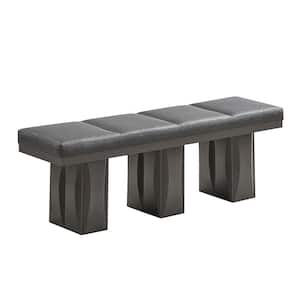 SignatureHome Avenel Dark Grey Finish Dining Bench Without Back With Pedestal Legs 16 in. W. Dimension - (60Lx16Wx19H)