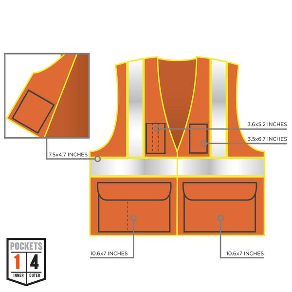 Ergodyne GLoWEAR L/XL Orange Hi-Vis Type R Class 2 2-Tone X-Back