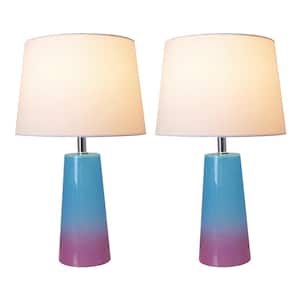Rosemary 25 in. Blue to Purple Ombre Indoor Table Lamp (Set of 2)