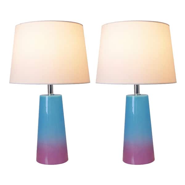 CARRO Rosemary 25 in. Blue to Purple Ombre Indoor Table Lamp (Set of 2)