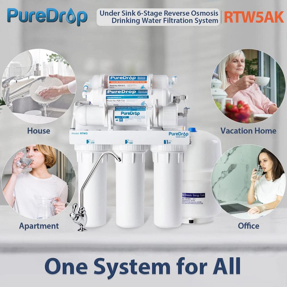 PureDrop 6-Stage Alkaline Remineralization Under-Sink Water Filter System