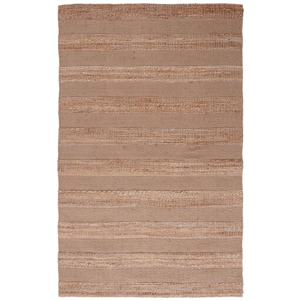 SAFAVIEH Natural Fiber Taupe/Beige 8 ft. x 10 ft. Striped Woven Area Rug