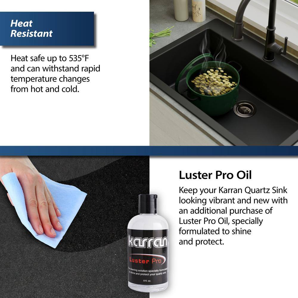 Black Quartz Composite Single Bowl Drop-In Kitchen Sink