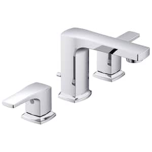 Tribune 8 in. Widespread Double Handle Bathroom Faucet with 50/50 Pop-Up Drain in Chrome