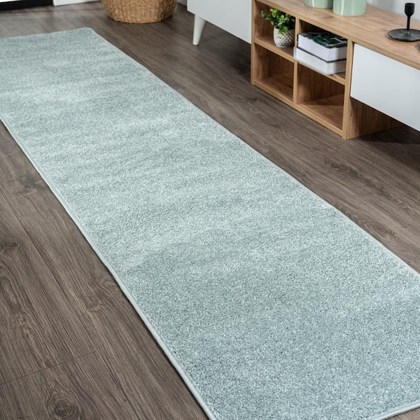 JONATHAN Y Haze Solid Low-Pile Light Blue 2 ft. x 12 ft. Runner Rug