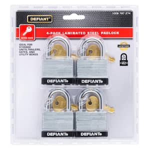 40 mm 1 in. 4-Pack Laminated Steel Shackle Keyed Padlocks (Includes 4 Keys)