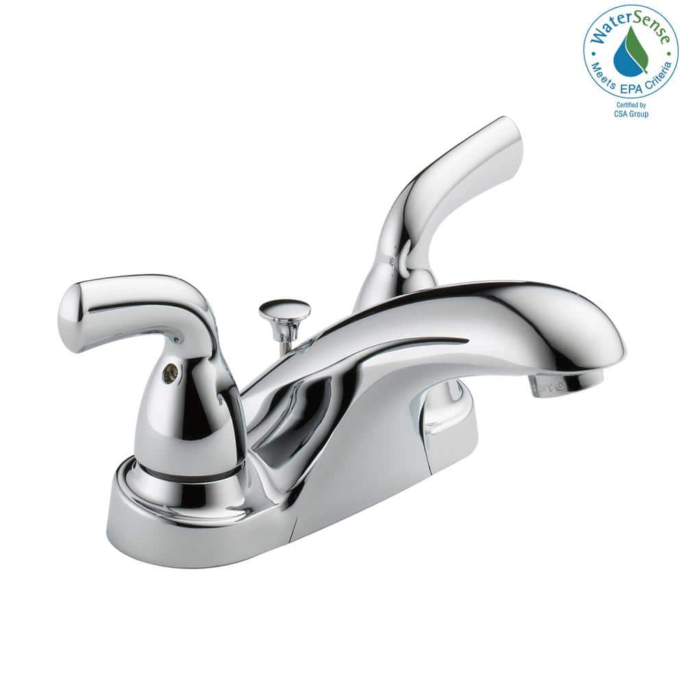 Chrome 2-Handle Centerset Bathroom Faucet with Drain Assembly