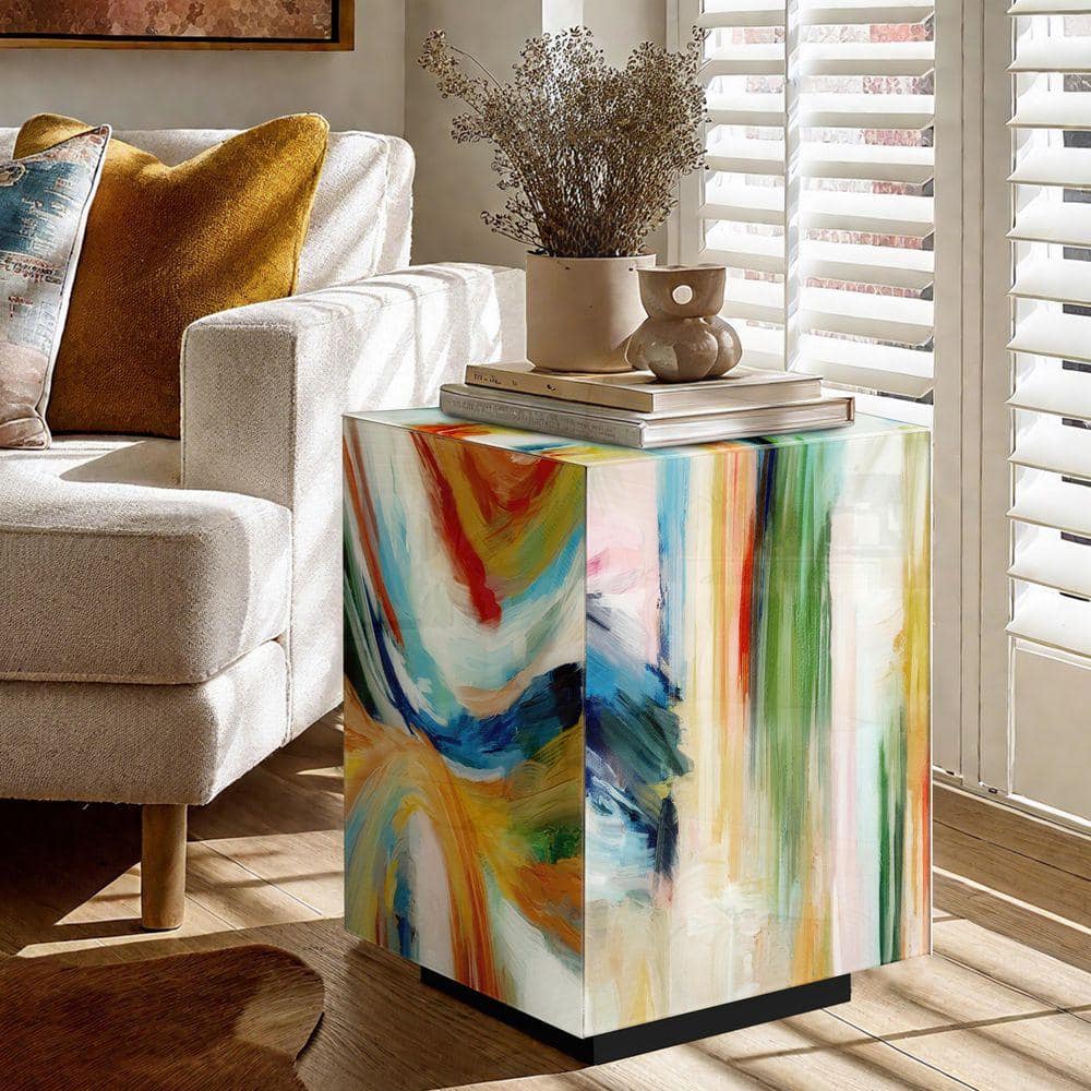 15.75 in. W x 22 in. H Square Glass Living Room End Table