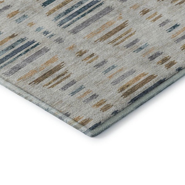 Mayfield Premium Machine Washable Abstract AMF2027 Linen 2 ft. x 7 ft. Runner Rug
