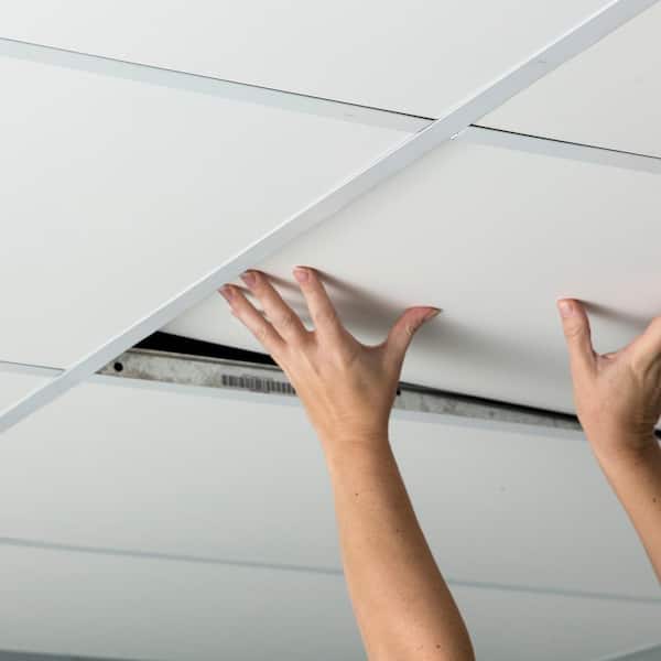 10 White Vinyl Face Suspended Ceiling Tiles 595x595 Wipeable Hygienic Smooth 