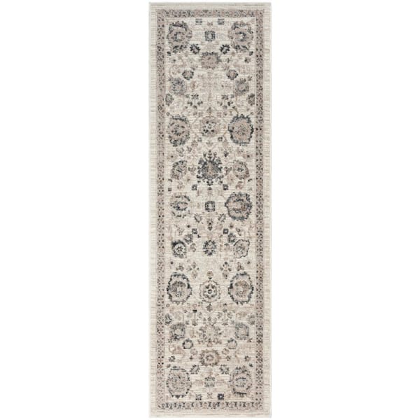 Nourison Renewed Ivory Multicolor 2 ft. x 8 ft. Distressed Traditional Runner Area Rug